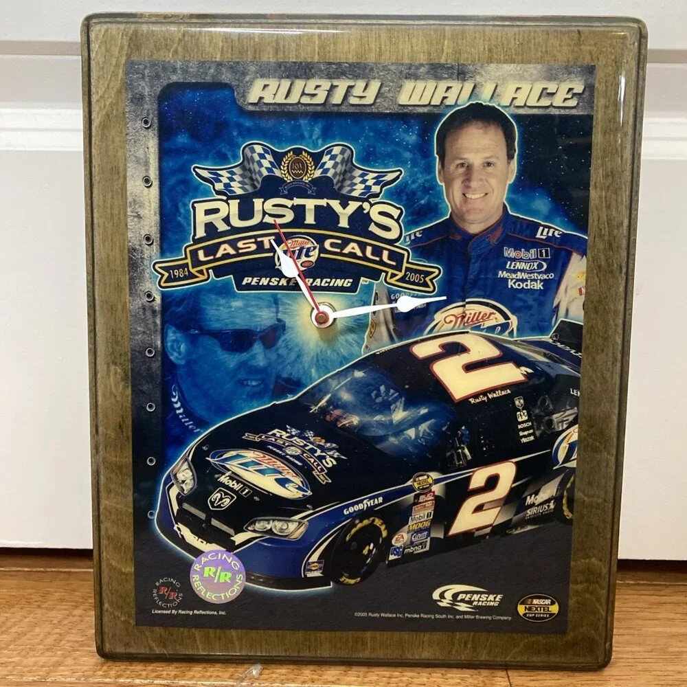 Rusty Wallace Miller Lite NASCAR Wall Clock 2005 Last Call #2 Car Penske Racing